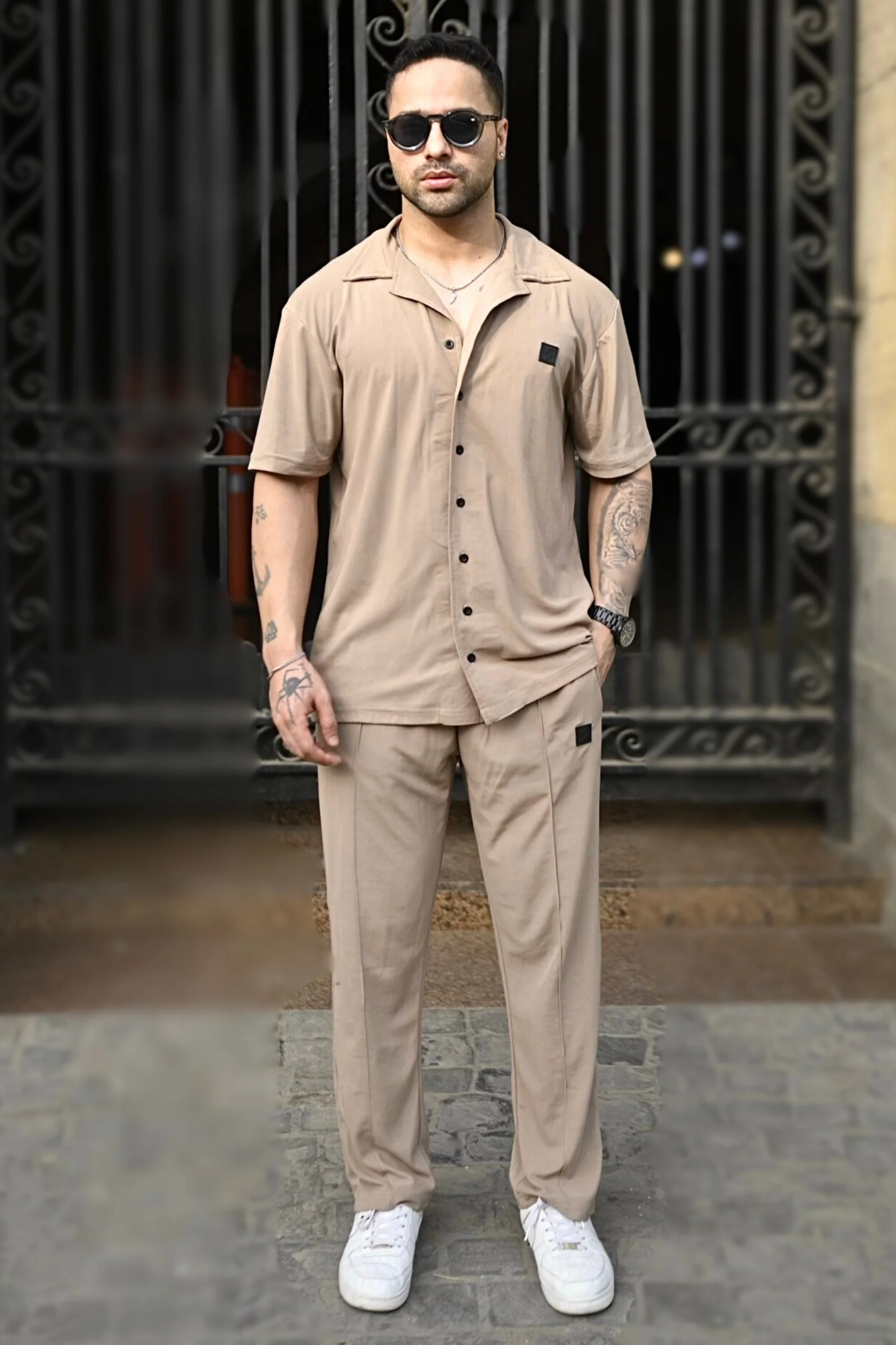 Spd Beige Button Up Set - Image 2
